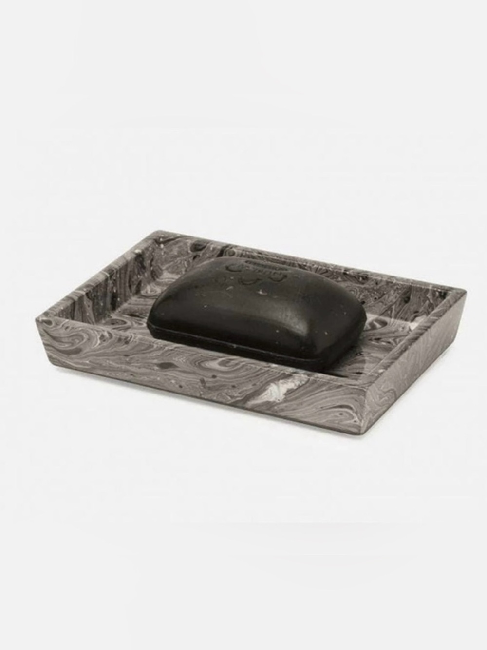 Pigeon & Poodle Gray Black Marble Lacquered Wood Soap Dish